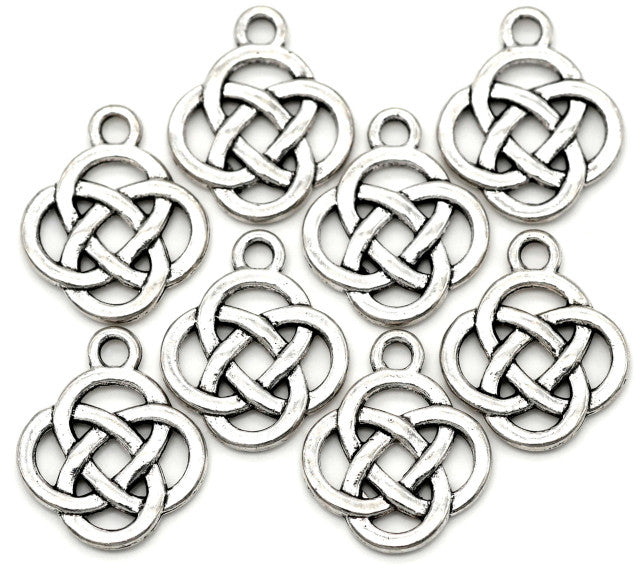 Woven Knot Charms, Antique Silver