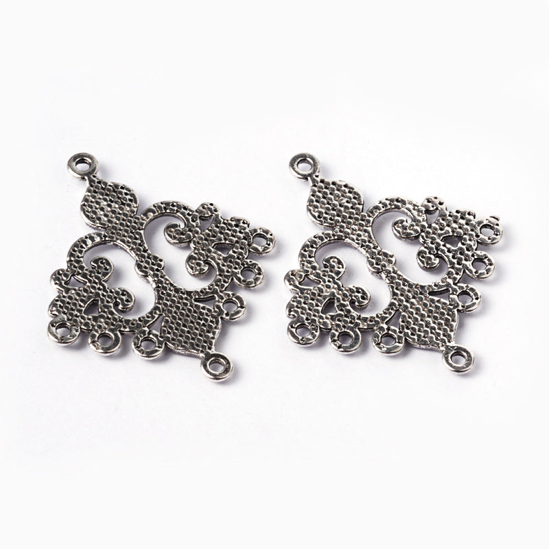 Tibetan Rhombus Chandelier Link, Antique Silver