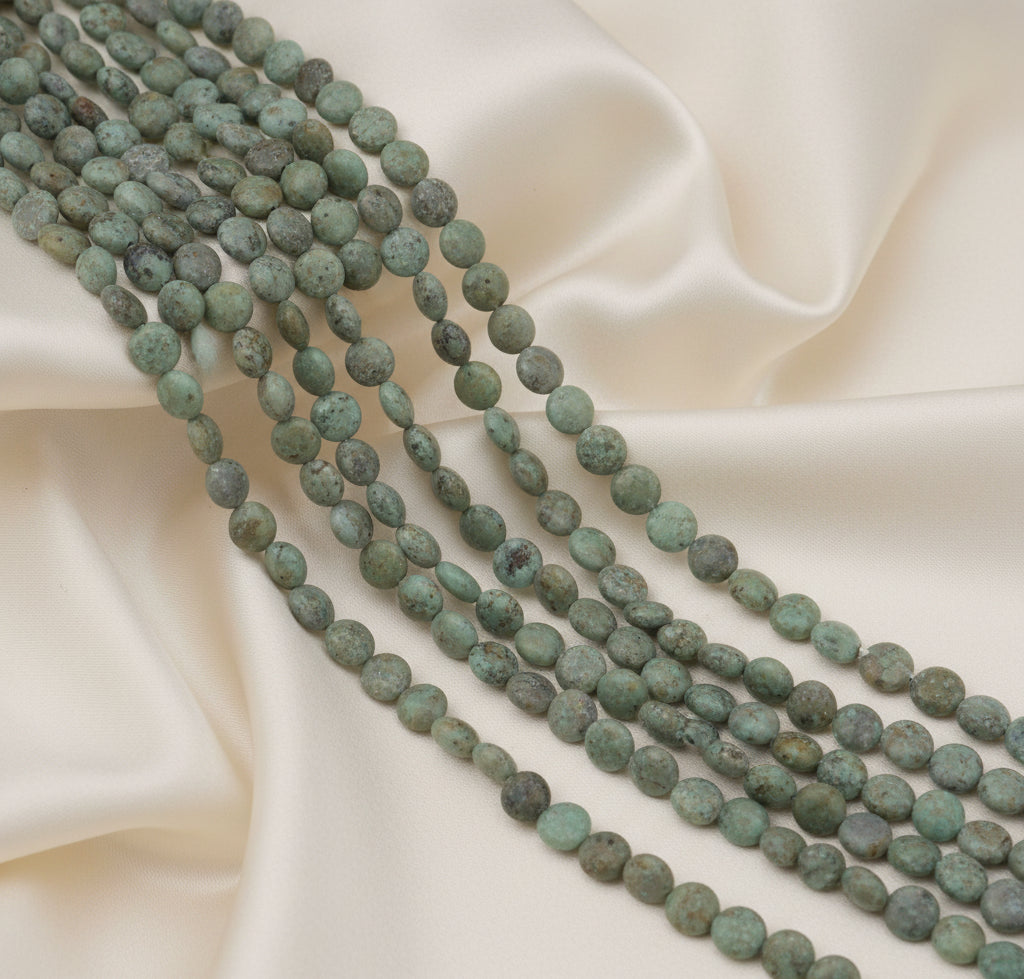 African Turquoise Puff Coin 8mm