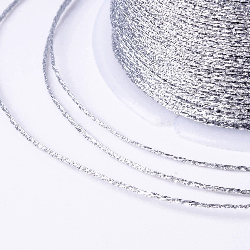 Knotting Cord 6-Ply, Metallic Grey .5mm by the yard