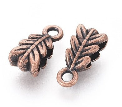 Tibetan Leaf Pendant Bail, Bronze 14mm