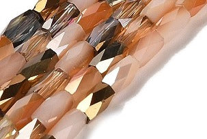 Column Faceted Beads, Sandy Brown 7mm