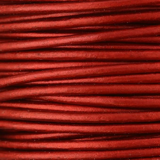 .5mm Cowhide Leather, Metallic Moroccan Red by the yard