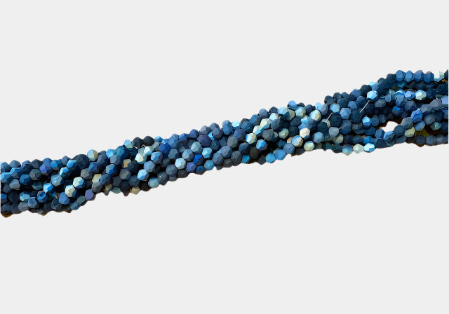 Bicone Crystals, Imitation Austrian, Blue Matte AB 4mm