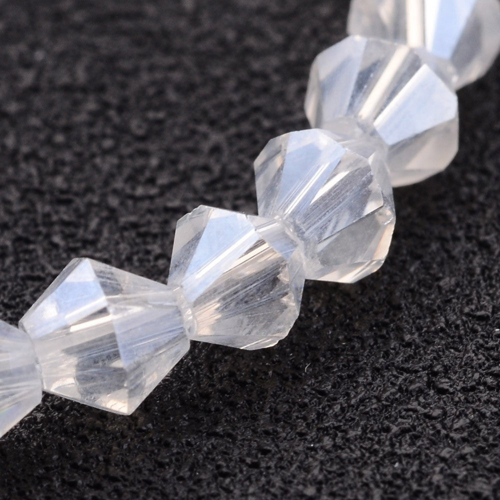 Bicone Crystals, Clear AB 4mm