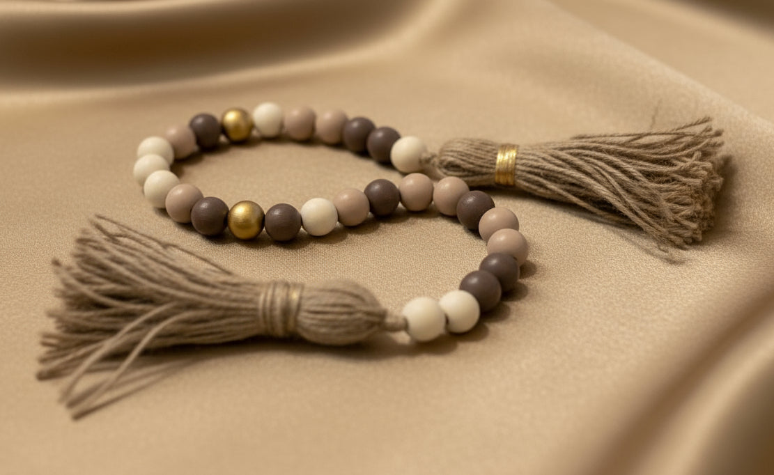 Wood Beaded Tassel Garland Kit, Golden Snowfall