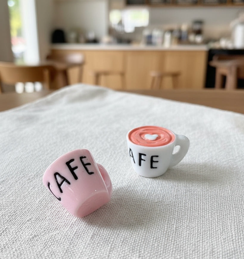 Resin Cafe' Charms, Pink and White