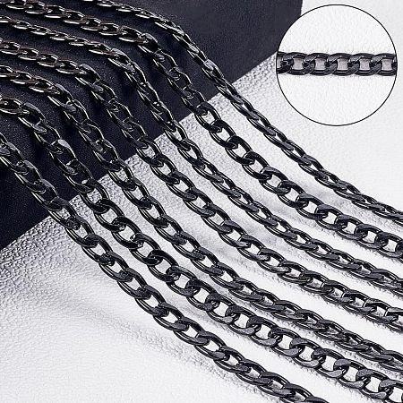 11mm Oval Curb Chain Black by the yard