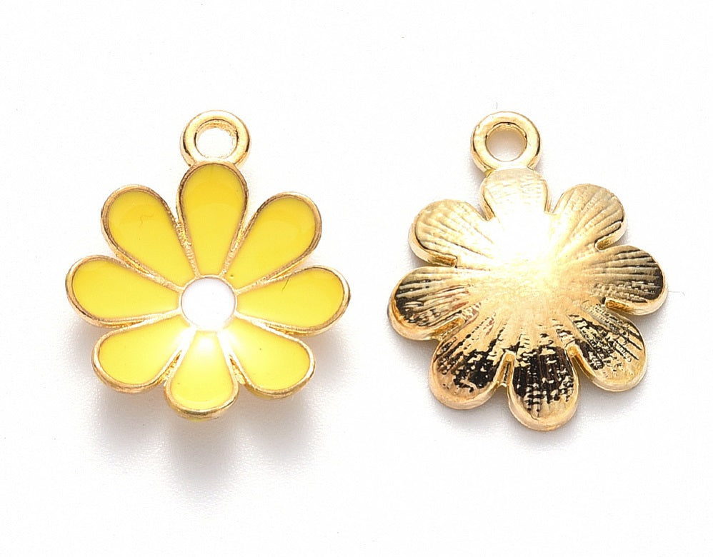 Flower Enamel Charms, Yellow
