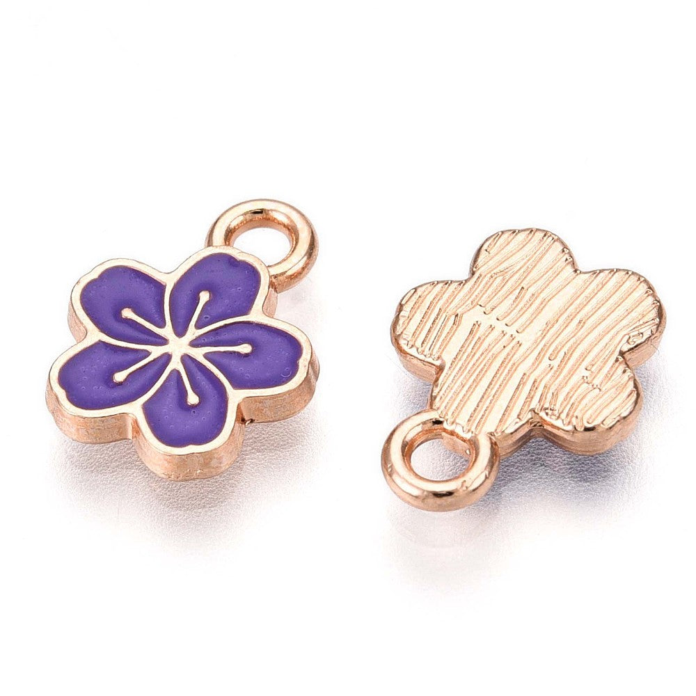 Flower Enamel Charms, Purple