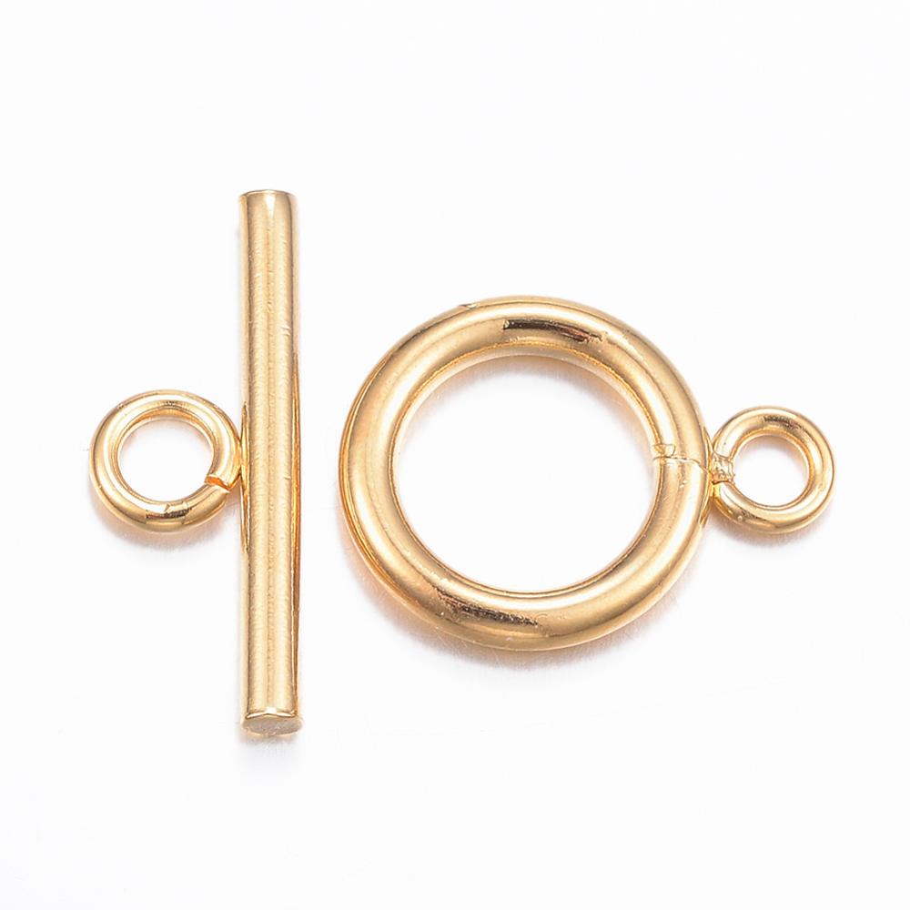 Round Toggle Clasp, Real 18k GP