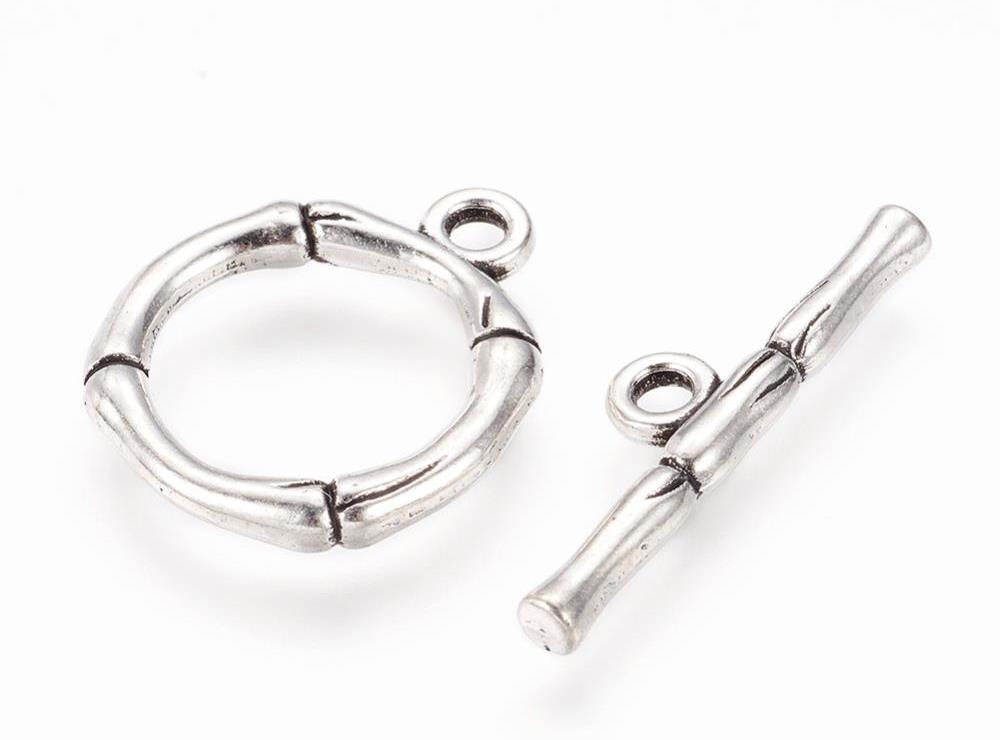 Round Toggle Clasp, Antique Silver