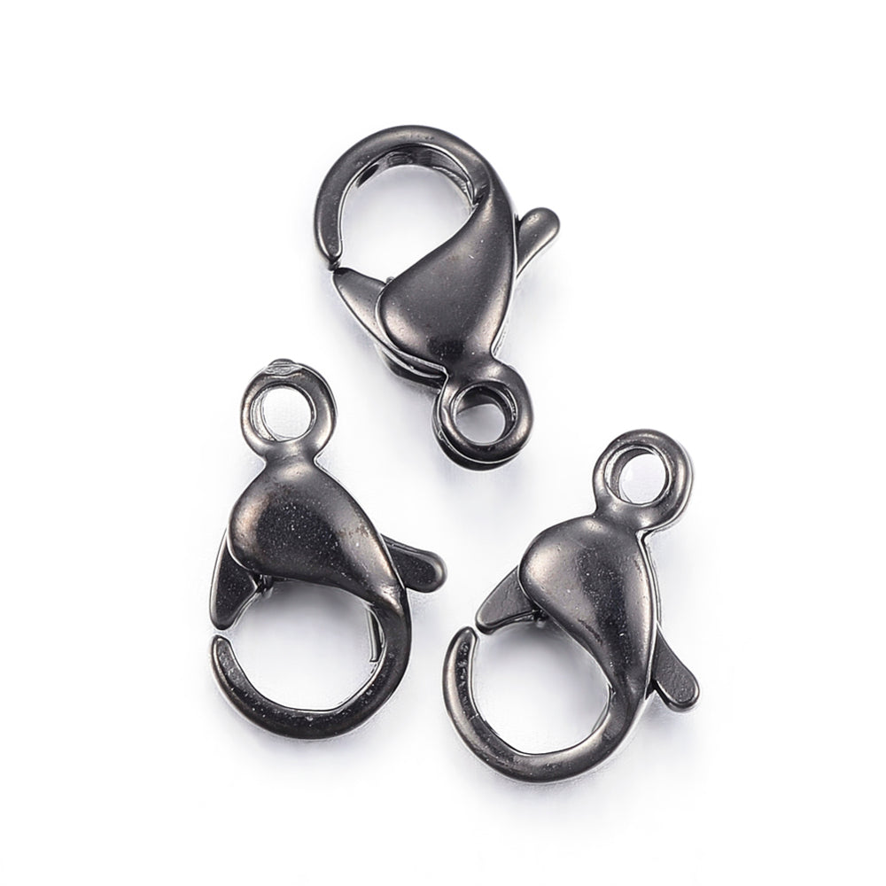 Lobster Clasp, Black 304SS 12mm