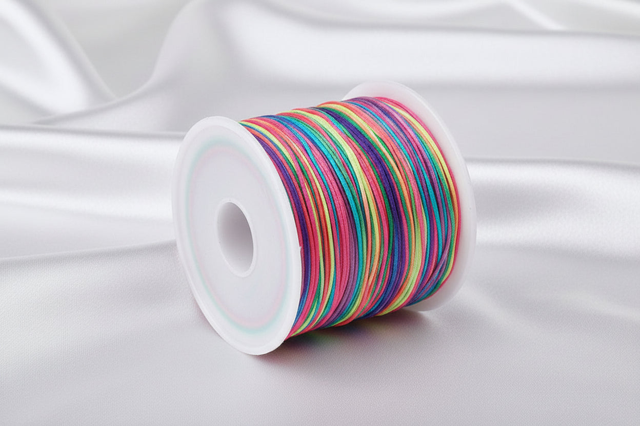 Knotting Cord, Bright Rainbow .8mm by the yard