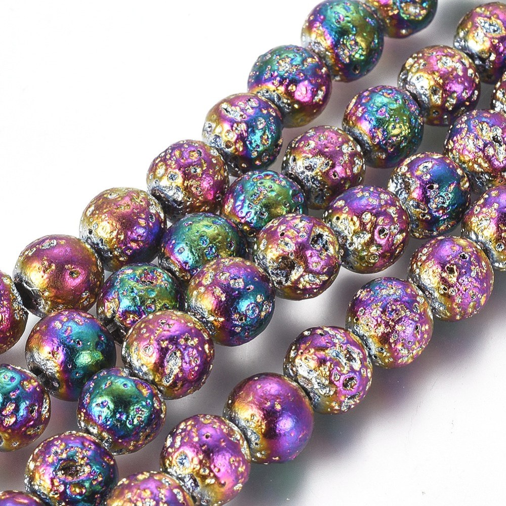 Natural Lava Rock, Multi-color 8mm