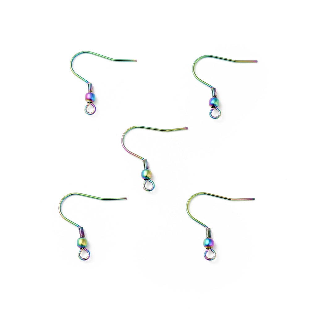 French Hook Ear Wires, 316SS Rainbow