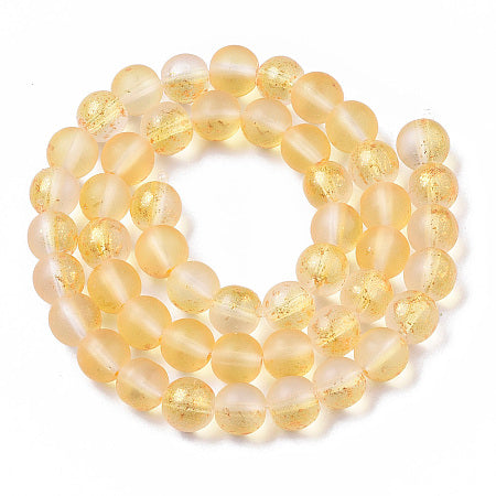 Frosted Glass Rounds, Golden 8mm