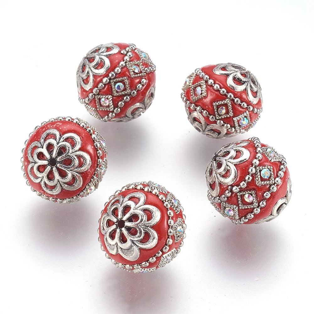 Handmade Indonesian Beads, Red