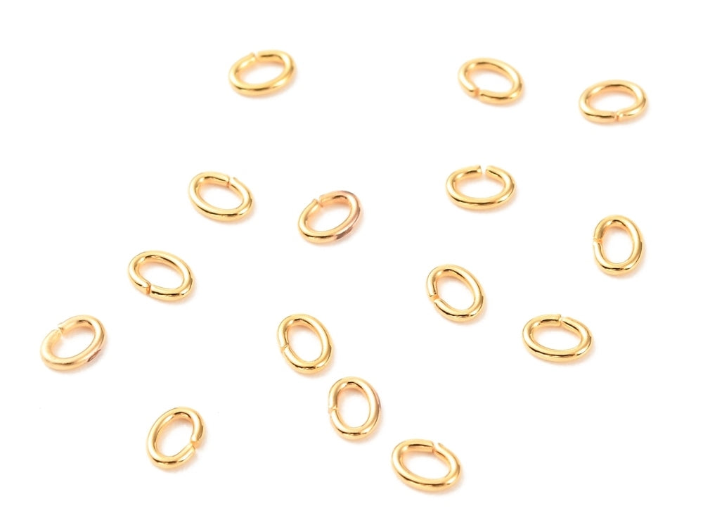 Jump Rings Oval, 18K GP 4mm