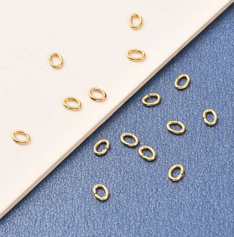 Jump Rings Oval, 18K GP 4mm