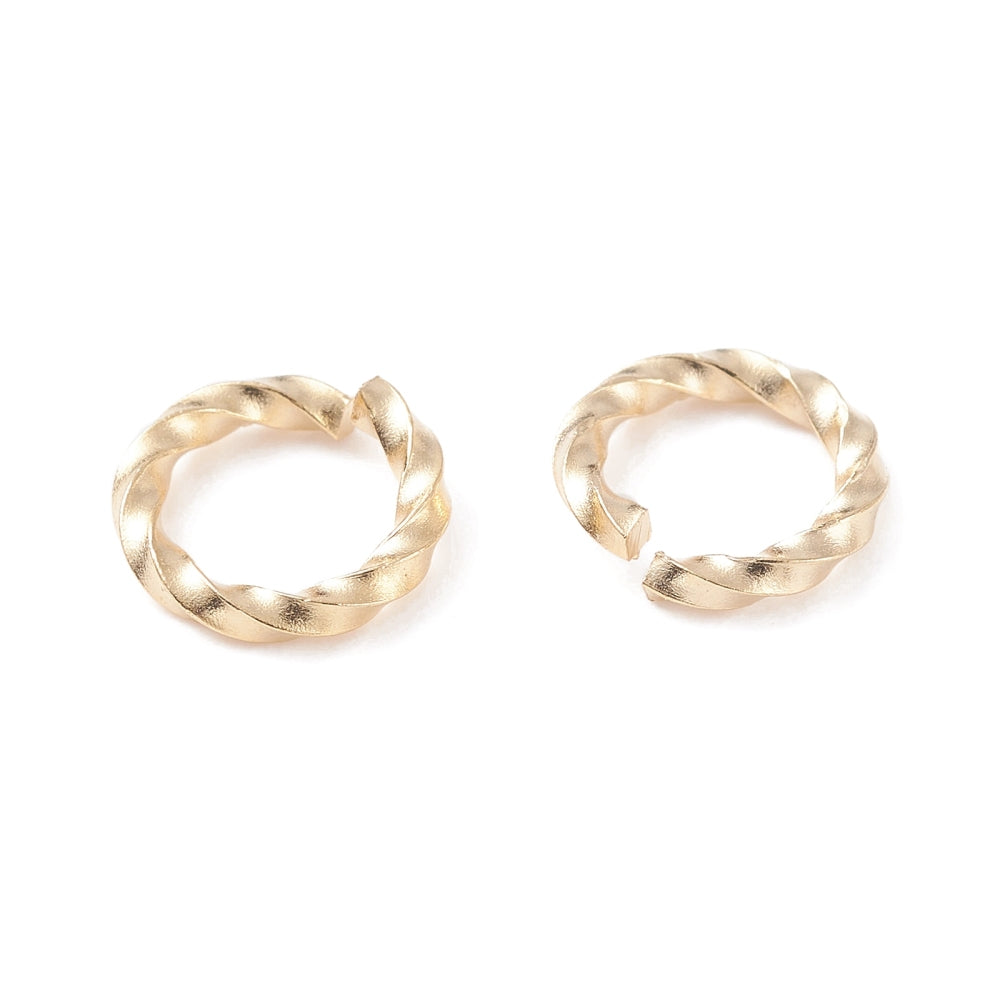 Twisted Jump Rings Round, 24K GP 8mm