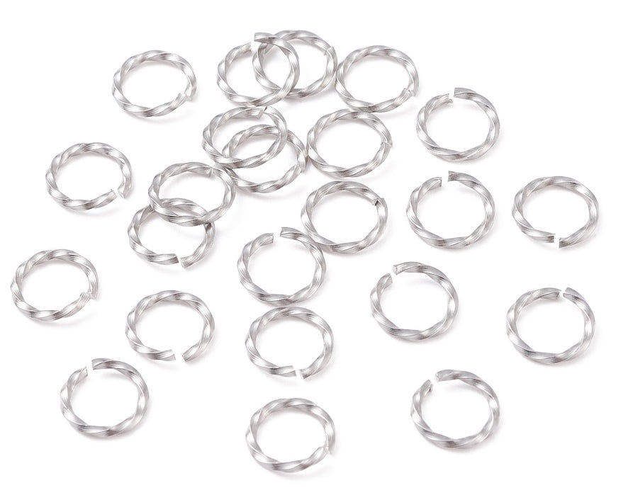 Round Twisted Jump Rings Stainless Steel, 8mm