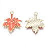 Maple Leaf Enamel Charms, Coral