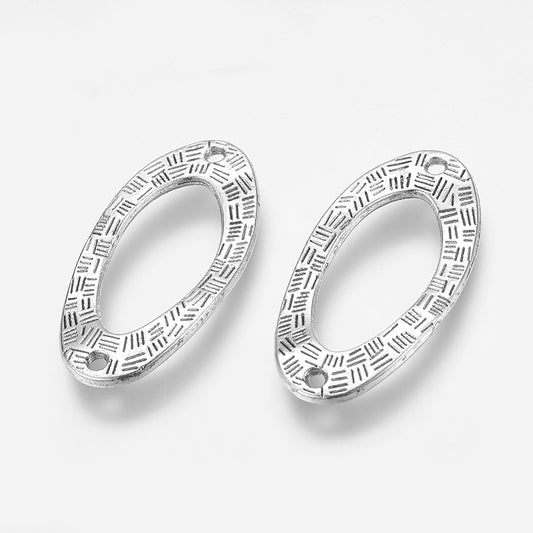 Tibetan Oval Wavy Connectors, Antique Silver VALUE PACK