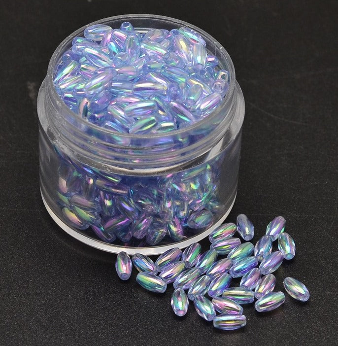 Acrylic Rice Beads, Blue 6mm