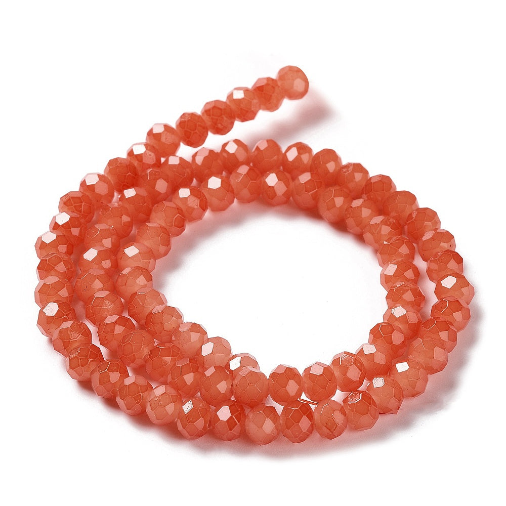 Rondelles, Imitation Jade, Tomato 4mm