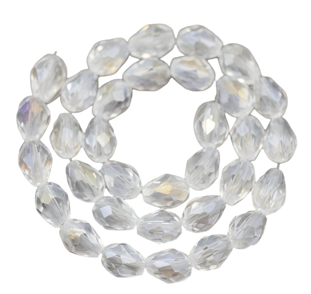 Teardrop Crystals, Clear AB 8mm