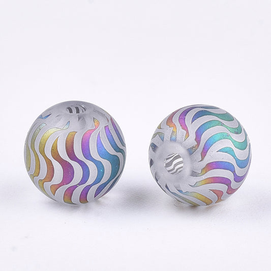 Wave Pattern Rounds Peacock AB 8mm