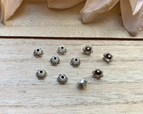 Bead Caps Bell Antique Silver 6.5mm