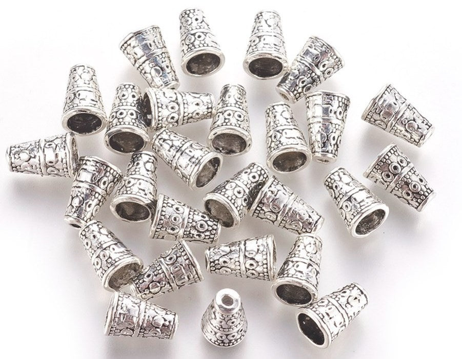 Bead Cones Tibetan Fancy Antique Silver 10mm