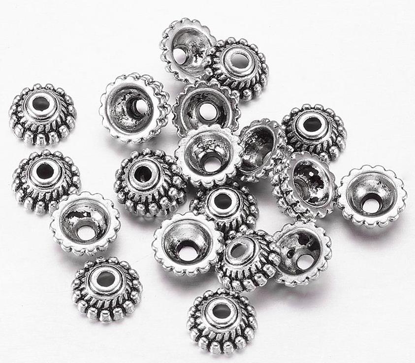 Bead Caps Tibetan Antique Silver 5mm