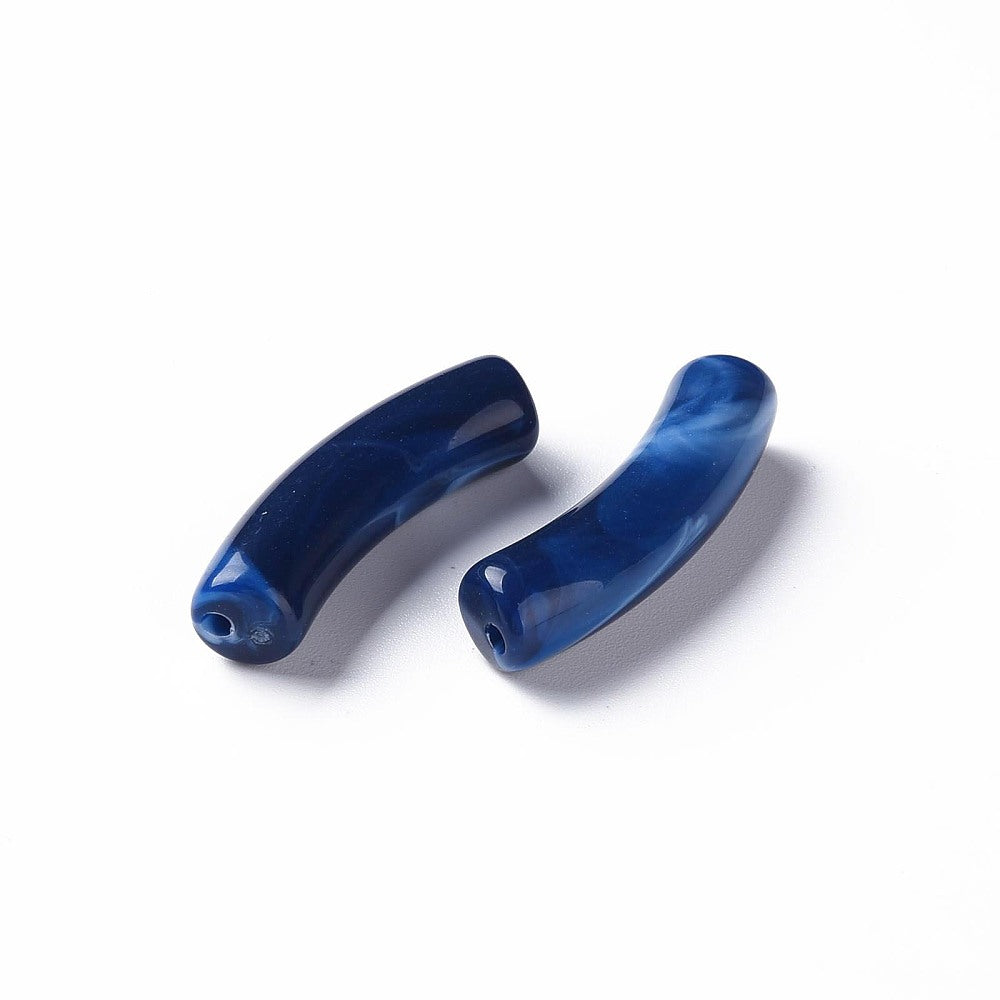 Tube Curved Beads, Prussian Blue