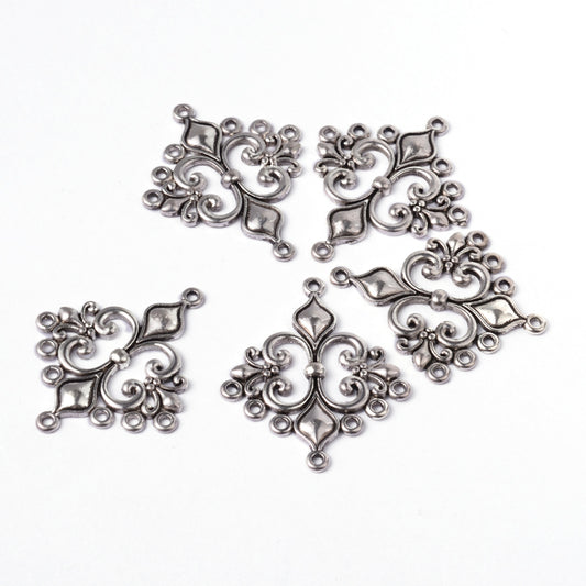 Tibetan Rhombus Chandelier Link, Antique Silver