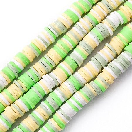 Polymer Clay Heishi Discs Lemon Lime Sherbert 6mm
