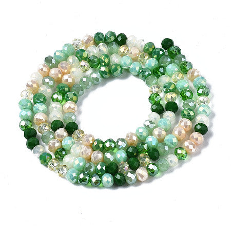 Faceted Rondelles Green Meadows 4.5mm