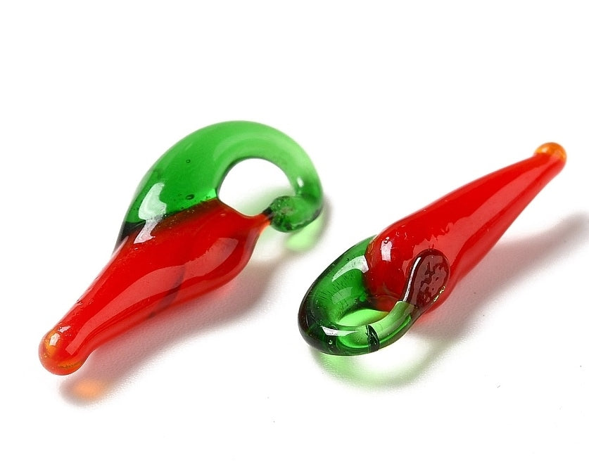 Handmade Lampwork Red Chili Peppers