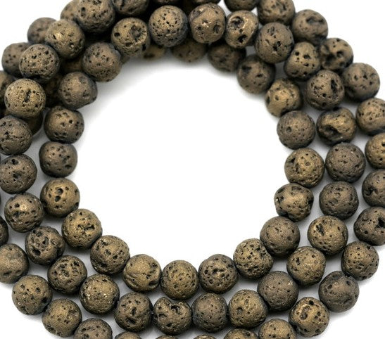 Lava Beads, Bronze 5mm