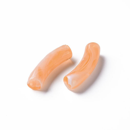 Tube Curved Beads, Light Salmon
