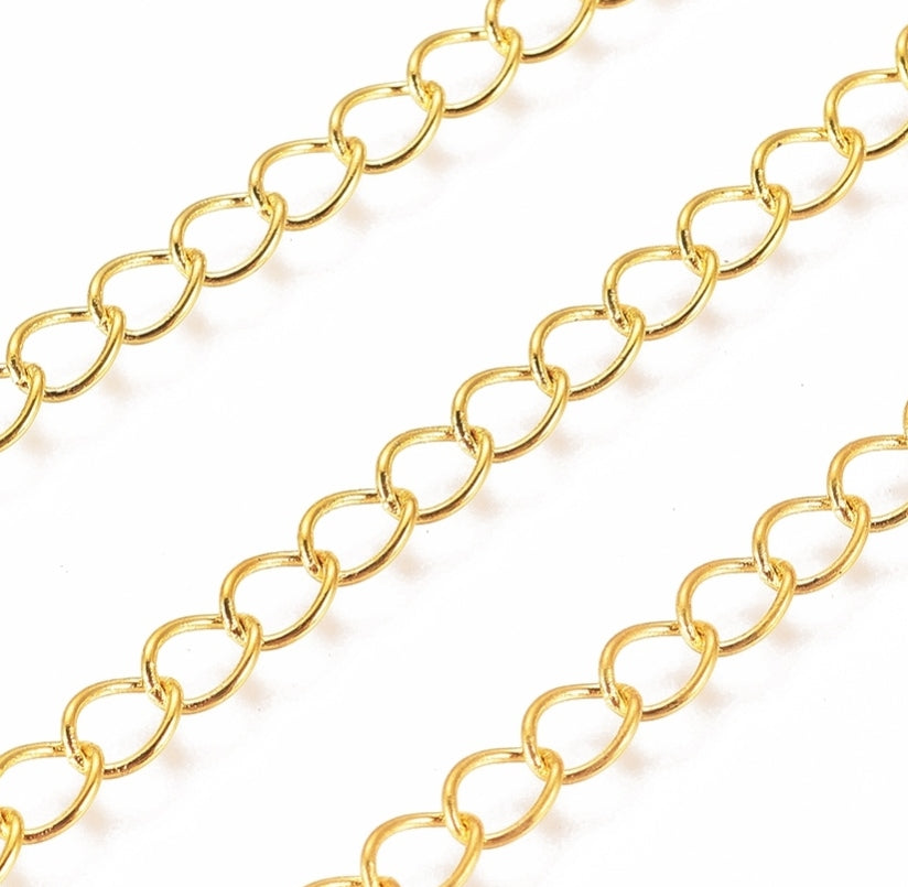 Chain, Oval Twisted Curb Gold 5mm