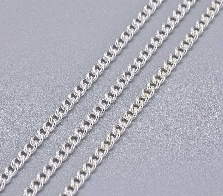 Chain, Oval Twisted Curb Silver 2.5mm