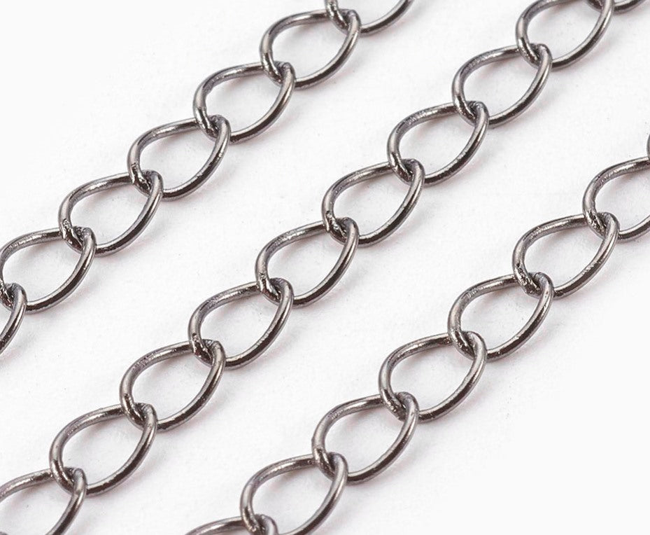 Chain, Oval Twisted Curb Gunmetal 5mm