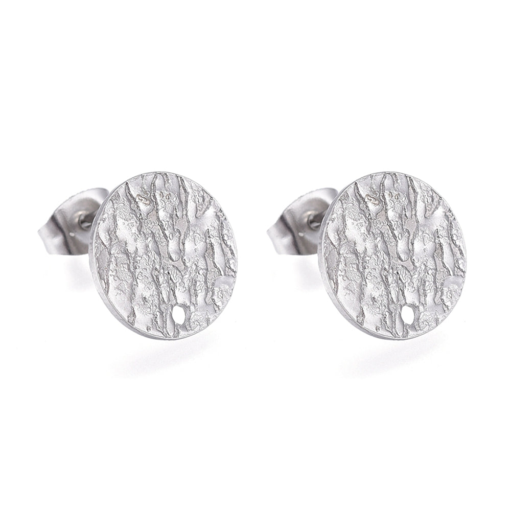 Flat Textured Stud Earrings 304SS