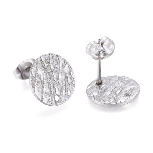 304SS Flat Textured Stud Earrings