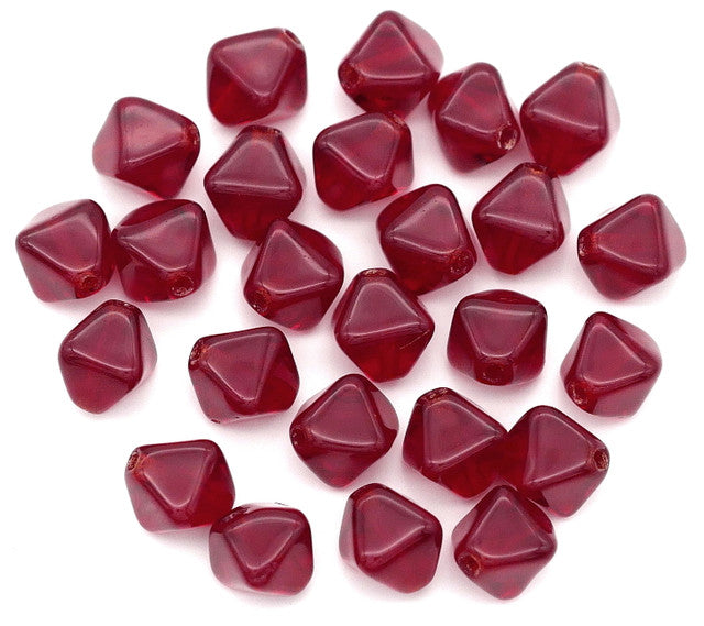 Czech Pressed Bicones, Ruby Red