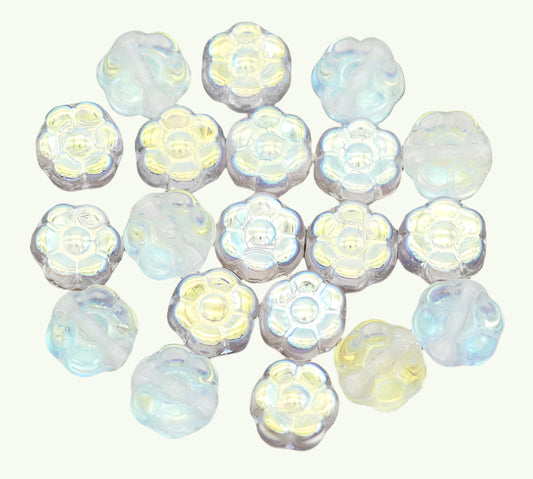 Czech Pressed Hawaiian Flowers, Crystal AB