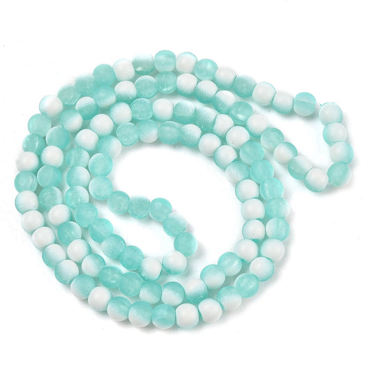 Frosted Glass Rounds, Aqua Frost 6mm